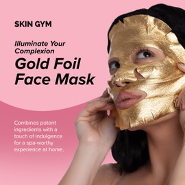 SKIN GYM Gold Foil Face Mask - With Bakuchiol and Super Hydra Complex With Sodium Hyaluronate and Amino Acids- Soothing, Anti Aging, Depuffing and Anti Wrinkle, 1 Pack