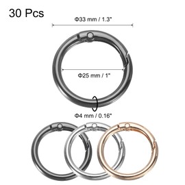 QUARKZMAN 30 Stück Trigger-Feder-O-Ringe, 1" (25 mm) Runde Schlüsselring-Clips Snap-Schnalle Zinklegierung Trigger-Ringe für Schlüsselring-Schnalle Handtaschen, Schwarz