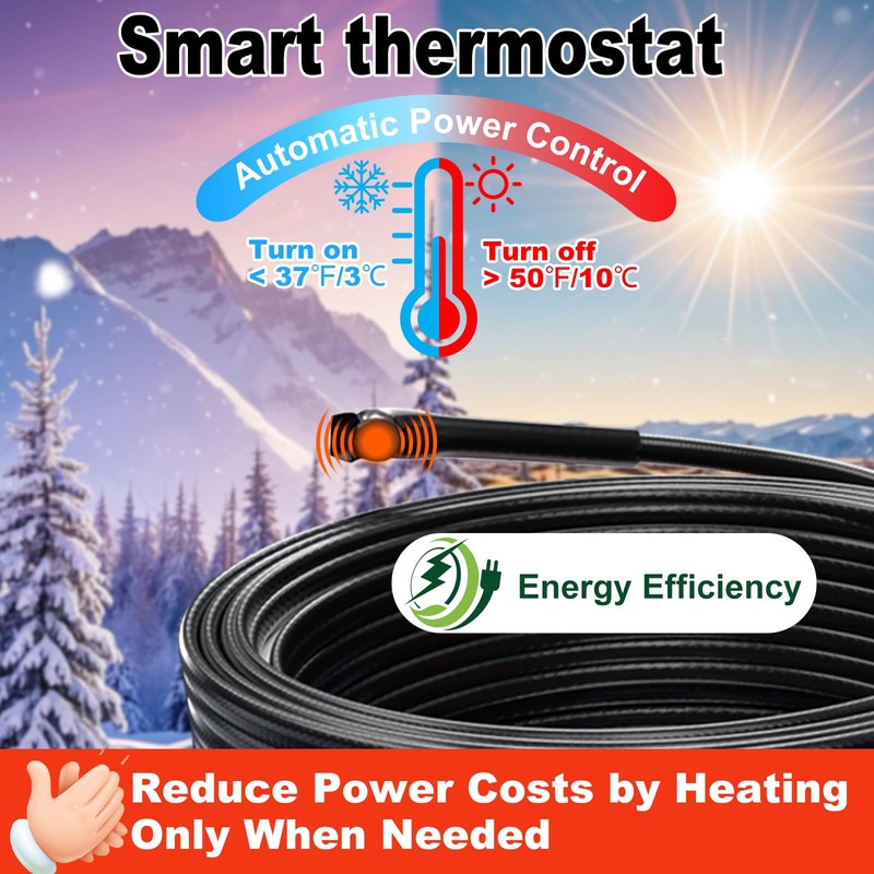 HEATIT Heat Tape for Water Pipes Heating Cable with Thermostat