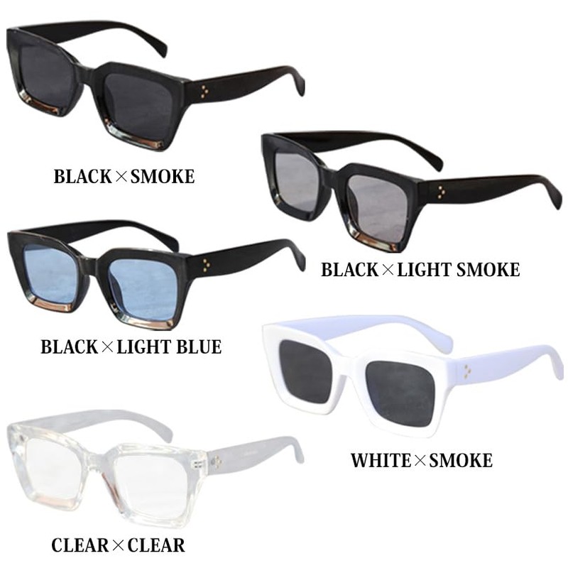 Eight TV Cut Sunglasses, Men's, Women's, Big Square, Black Eyewear,