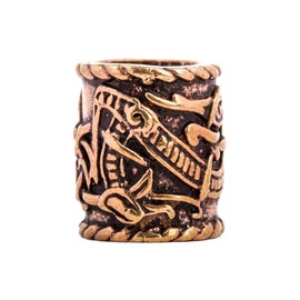 Windalf Large Hair Bead Ragona Diameter 10 mm Beard Hair Accessory Dragon Jewellery High-Quality Bronze, Bronze