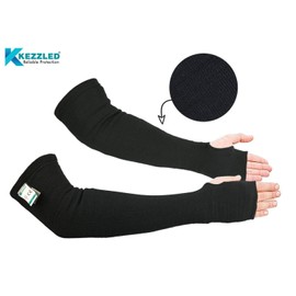 KEZZLED Kevlar Cut Heat Scratch & Knife Resistant Protective Arm Elbow Safety Sleeves with Thumb Holes |Heat, Flame, Cooking, Gardening, Autism Arm Protection Cut Level 4, EN 388 Tested (Black)