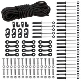 Deck Rigging Kit Accessory - 19.7 FT Bungee Cord with Deck Loops Tie Down Pad Eyes and J - Hooks and Bungee Cord Hook Screws & Rivets for Kayaks Canoes Boat