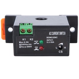 Current Sensor Switch, 0.2-30 A Adjustable Current Meter Switch No/Nc Pressure-resistant Self-Powered Controller, for 0-240 V AC & DC Circuit with 35 mm DIN Rail (Normally Open)