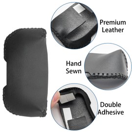 SUNBREATH Car Seat Belt Buckle Cover Leather Seatbelt Clip Protector Decoration Accessories Style B for Most Vehicles 2PCS Black with Black Stitches