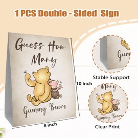 Winnie Guessing Game Cards, Pooh Baby Shower Games Card, Guess How Many Bears Sign and 30 Guessing Cards, Baby Shower Party Supplies, Perfect for Baby Shower Party Activities