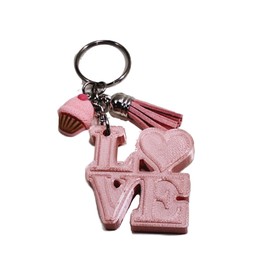 Love Heart Keychain 3d Printed Gift Stylish Cotton Candy Pink Large Charm With Sweet Treat And Tassel Charms Silver Color Key Ring Backpack Gear