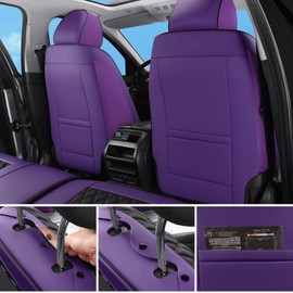 Sxikin Car Seat Covers Front Seat Purple Black, Luxury Faux Leather Waterproof Non-Slip Seat Protector Universal Fit for Most Cars SUVs Trucks Pick-ups,Car Interior Accessories（Purple Black-Front）