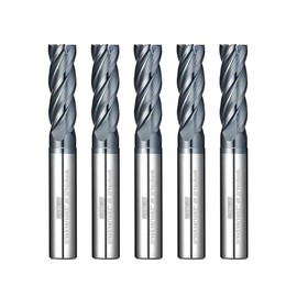 WEXWE Tools Carbide End Mill Square Milling Cutter for Cutting Alloy Steels,Cast Iron, Hardened Steel - 4 Flute Cutting Tools 3/16 Shank (3/16-2.5" 5PCS)