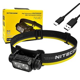 Nitecore NU40 High Performance Lightweight USB-C rechargeable Headlamp - 1000 Lumens w/Eco-Sensa USB-C Charging cable