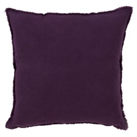 SARO LIFESTYLE Graciella Collection 100% Linen Down-Filled Throw Pillow with Fringed Edges, 20", Purple