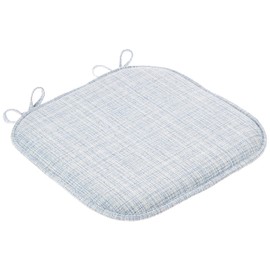 Sweet Home Collection Chair Cushion Memory Foam Pads with Ties Honeycomb Pattern Slip Non Skid Rubber Back Rounded Square 16" x 16" Seat Cover, 4 Pack, Aria Silver/Blue