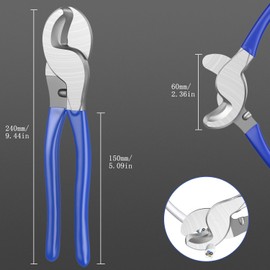 10 Inches Cable Cutter, High Leverage Heavy Duty Wire Cutters Cable Cutters Heavy Duty for Cutting Aluminum, Soft Copper, and Communication Cables(Avoid Pinching Fingers Design Included)