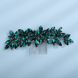 Teyglen Mujeres Delicado Simple Verde Diamantes De Imitación Novia Boda Peine Para El Cabello Accesorios Para El Cabello De Lujo Diamantes De Imitación Brillantes Peines Laterales Para Novia Para Muje
