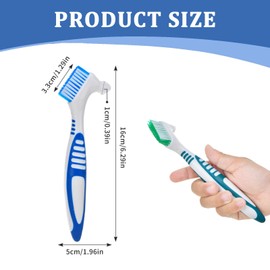 QSZHSL 6 Stück tragbare Prothesenreinigungsbürsten mit Moderaten Mehrschichtigen Borsten, Doppelseitige Prothesenreinigungsbürsten, Zahnbürste für Zahnersatz, Zahnprothesen, Gebiss, Retainer (6)