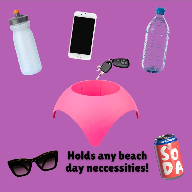 Set of 2 Turtleback Sand Coaster Cup Holder Hot Pink