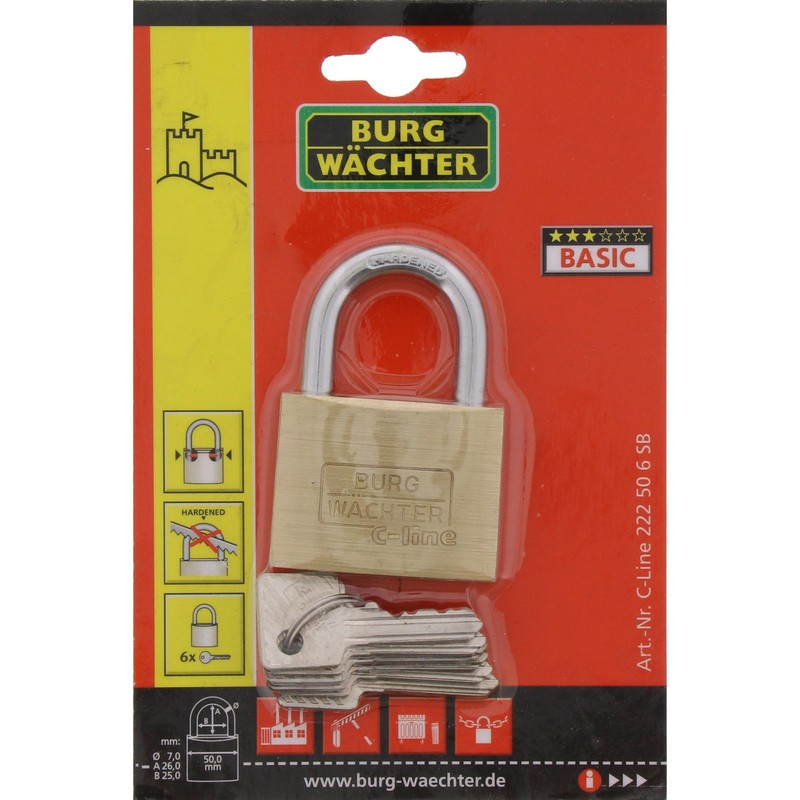 Burg-Wächter 1 Piece 222 50 °C-Line Padlock 6 SB