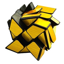 TANCH Mirror Wheel Speed Cube 3x3 Windmill Twisty Skewb Cube Puzzle Toy Gold
