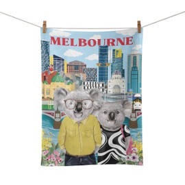 Travel Tea Towel, 55% Linen 45% Cotton, 440 x 640 mm (Happy Days Melbourne)