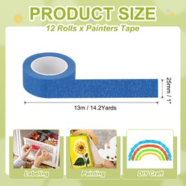 PATIKIL Dark Blue Masking Tape 1 Inch x 14 Yards, 12 Rolls Color Code Labeling Painters Tape for Arts Crafts Wall Painting Science Lab Organizing