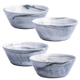 Yundu Grey Marble Ceramics Bowls Set of 4, 30 Ounces Ramen Bowl for Noodle, Salad Bowls Large Snack Bowls for Kitchen, Dishwasher & Microwave Safe