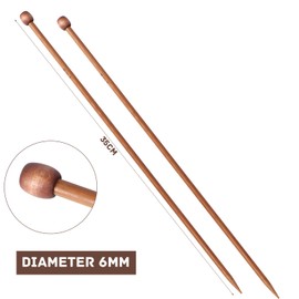2 Pcs Bamboo Knitting Needles Single Pointed Knitting Needle Knitting Crochet Knitting Supplies for Beginners Handmade DIY Knitting Projects(6mm)