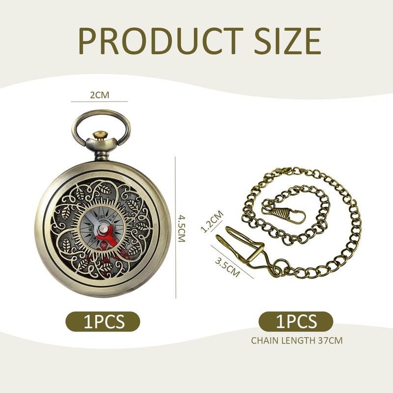 1 Pocket Watch Compass And 1 Pocket Watch Chain, Metal