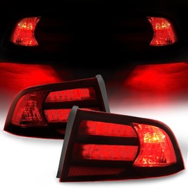 HECASA 2PCS Rear Tail Light Compatible with 2004-2008 Acura TL Replacement for 33551SEP-A21 AC2818108 33501SEP-A21 AC2819108 Black Housing Red Lens Halogen LH RH