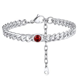 Cuban Link Anklets for Women Waterproof Feet Jewelry Thick Ankle Bracelet CZ Anklet Ankle Foot Chain Silver Anklet Stainless Steel Adjustable Anklet Birthstone Anklet Garnet Anklet