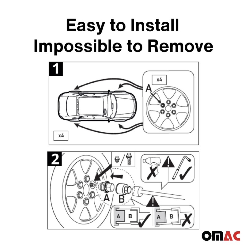 OMAC Wheel Lock Kit for RAM 2500/3500 M14X1,5 Nut Galvanized