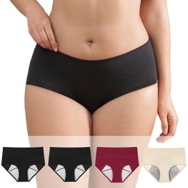 GRESTU Women's Period Washable Urinary Incontinence Cotton Brief Underwear Menstrual Panties with Leakproof