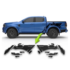 BENINI DESIGN STUDIO Bed Side Splash Racing Stripes Kit Vinyl Decal Grahics Compatible with Ford Ranger Raptor Splash 2019 2020 2021 2022 2023 2024 2025 (Gloss Black)