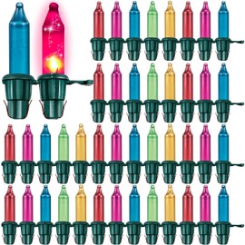 Mudder 60 Count Christmas Replacement Mini Light Bulbs with Base Christmas Tree Incandescent Wire String Lights Replacement Bulbs for Xmas Indoor Outdoor Decoration(Pastel,2.5vx0.1a)