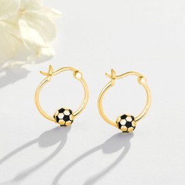 Baseball/Football/Basketball/Volleyball Earrings 925 Sterling Silver Hoop Earrings Hypoallergenic Cool Sports Earrings Jewelry Gifts for Women Sensitive Ears, Sterling Silver, No Gemstone