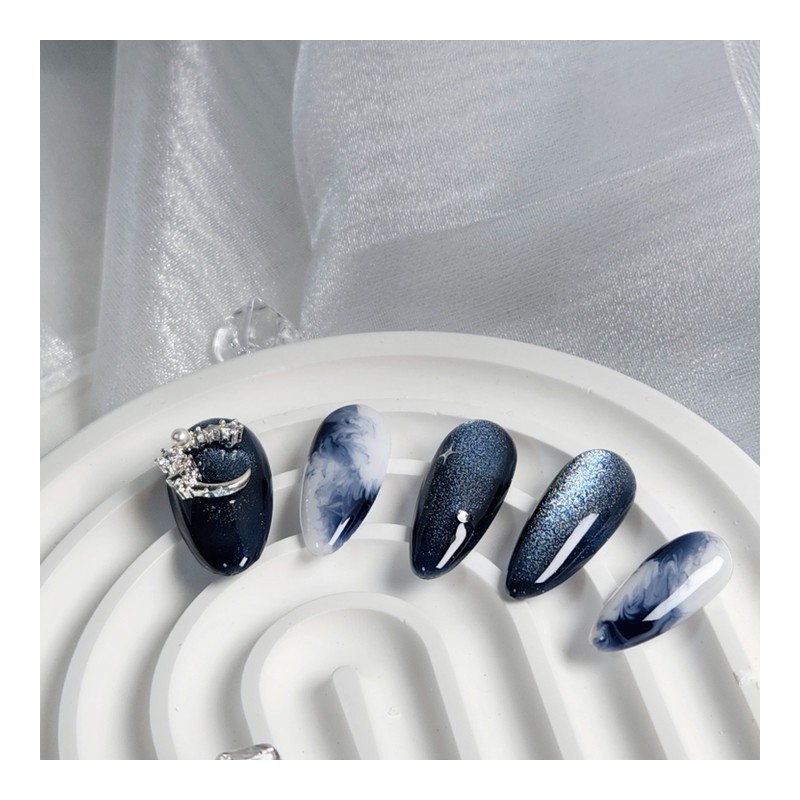 Night Sky Nail Tips - Coffin / 밤하늘 네일팁 -