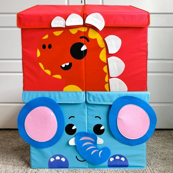 QUOKKA Dino Toy Storage Box Organizer 24.8x16.1x13 In Collapsible Fabric