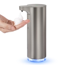 LAOPAO Soap Dispenser Automatic Stainless Steel Foam Soap Dispenser Set with LED Lighting Non-Contact for Kitchen & Bathroom Hygienic Soap Dispenser for Family, Hotel, Resta