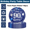 16 Navy Blue 90th Birthday Plates - 7" Paper Plates
