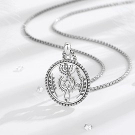 EUDORA Harmony Ball Messianic Seal with Turquoise Chain for Men and Women, 925 Sterling Silver, Grafted Symbol Messianic Judaism Amulet Jewellery Pendant Gift for Women Men, 20 Inches, Sterling