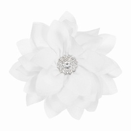 PATIKIL Elegant Flower Brooch Pin for Women, Fabric Flower Floral Crystal Brooch Lapel Pin for Wedding Party Gift Suit Clothes Hat Dress Coat Accessories, White