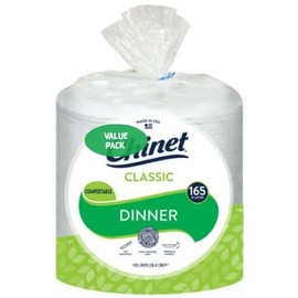 Chi-net Classic Dinner Paper Plates, 10-3/8", White, 165 ct – Microwavable, Leak & Cut Resistant, Premium Strength, Made in USA