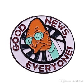 Futurama Professor Farnsworth Good News Everyone 1.25" Enamel Pin, 1.25 Inches, Metal, enamel