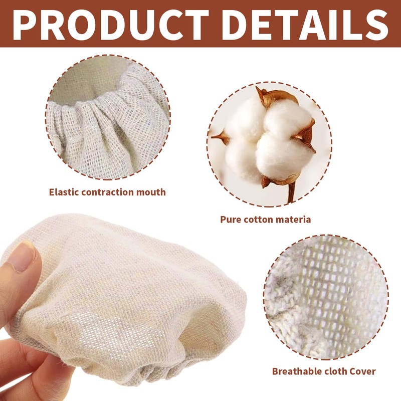 Wjelet 3PCS Sourdough Bread Starter Jar Cloth Covers, Fabric Bowl