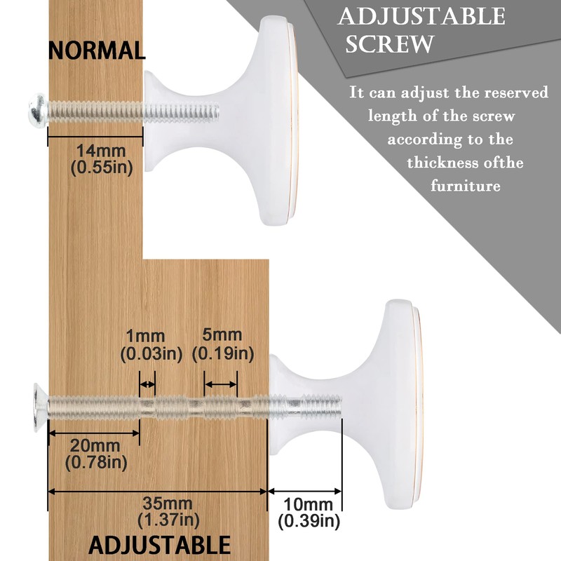 HUGOLEM 2 Pack Varhish White zinc Alloy Cabinet knobs