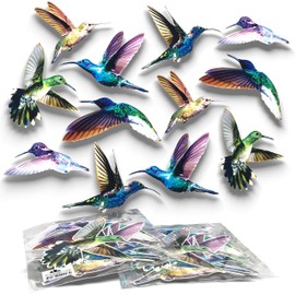 Imaggge.com - 12 x Birds - Repositionable Electrostatic Stickers - Anti Impact and Collision of Birds on Window Panels - High Definition Printing - Waterproof