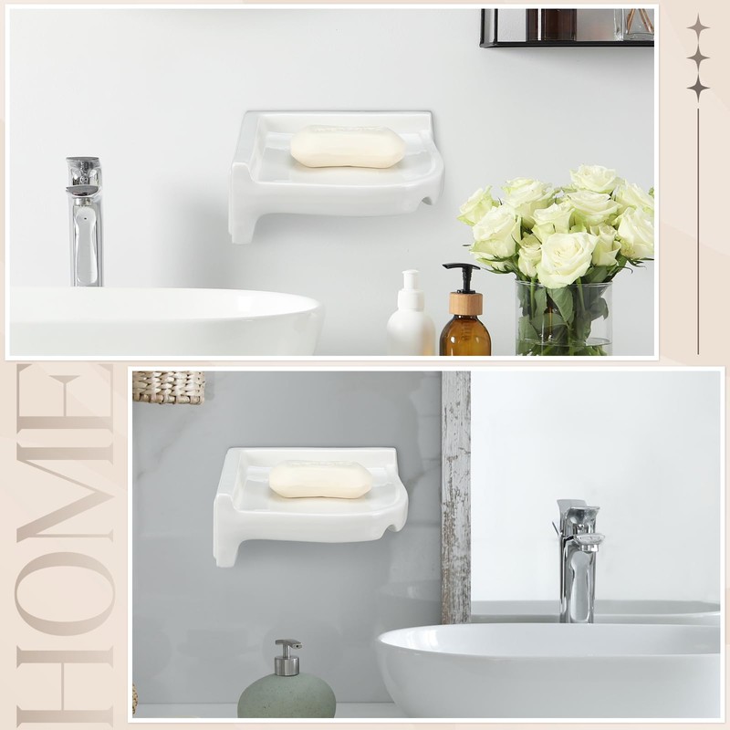Honeydak Ceramic Corner Soap Dish for Shower Wall Tile White