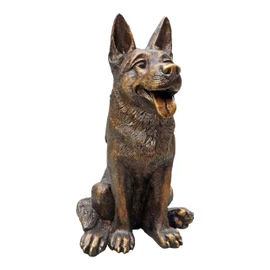 Ablerhome Decor Dog Statue German Shepard Bronze Garden Sculpture Pets Home Décor Puppy Animal Ornament Yard Outdoor Law Patio Decoration Indoor living room Decorative Gifts (German Shepard: Brown)