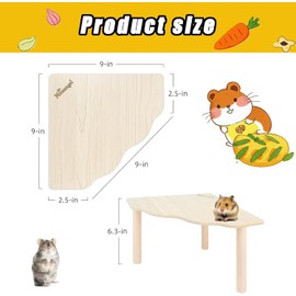 Hamster Platform, 9in*9in*6.3in Hamster Cage Accessories, Hamster Platforms, Niteangel Wooden Small Animals Stand Platform Suitable for Hamsters, Gerbils, Rats, Chinchillas, And Other Small Pets