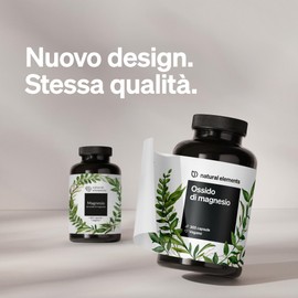 natural elements Magnesio – 365 capsule – 667 mg di ossido di magnesio, di cui 400 mg di magnesio in ogni capsula – – Testato in laboratorio, alto dosaggio, vegano
