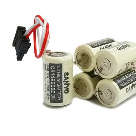 STEPMAX (5 Pack) Sanyo FDK CR14250SE 3V Lithium Battery, 1800mAh 1/2AA PLC Battery for 1747-BA Backup Power Supply with Balck Plug